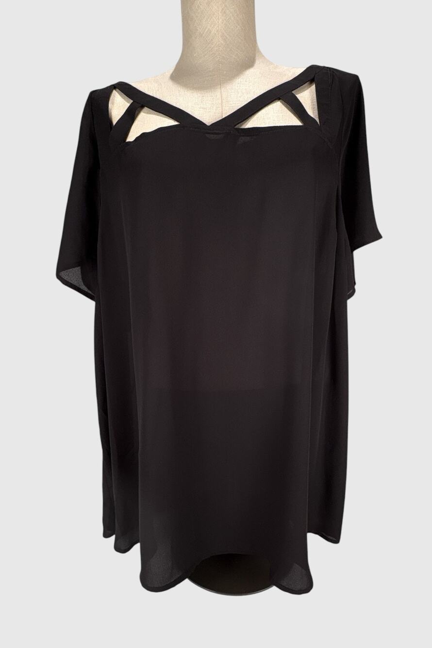 NWT Torrid Black Top Cage Blouse Womens Plus Size 3X Gothic Whimsigoth Goth